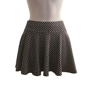 Geometric Black and White Skater Skirt